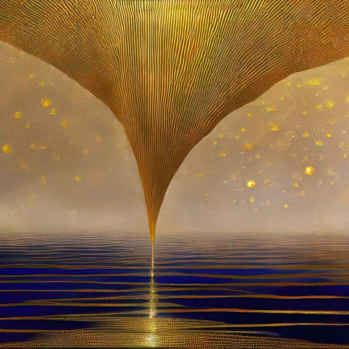 Arts numériques intitulée "Constellations doré…" par Gil Gilman, Œuvre d'art originale, Peinture numérique Monté sur Alumini…