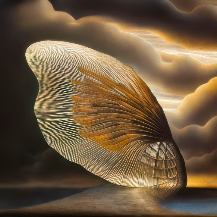 Arte digital titulada "Feuille d'or danse,…" por Gil Gilman, Obra de arte original, Pintura Digital Montado en Aluminio