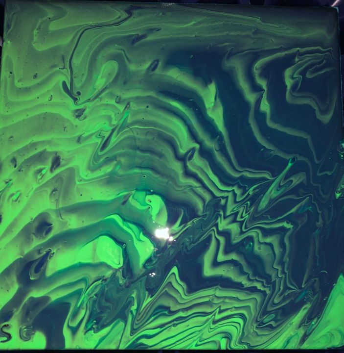 Schilderij getiteld "Aurora borealis" door Gil Les, Origineel Kunstwerk, Acryl