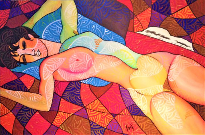 Painting titled "Nudo nuovo" by Gerardo La Porta, Original Artwork, Acrylic