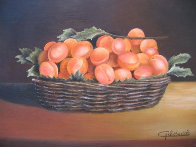 Painting titled "Corbeille d'Abricots" by Gil Bartolo, Original Artwork