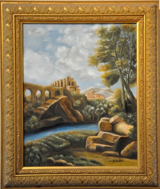 Schilderij getiteld "Paysage Rome Antique" door Gil Bartolo, Origineel Kunstwerk