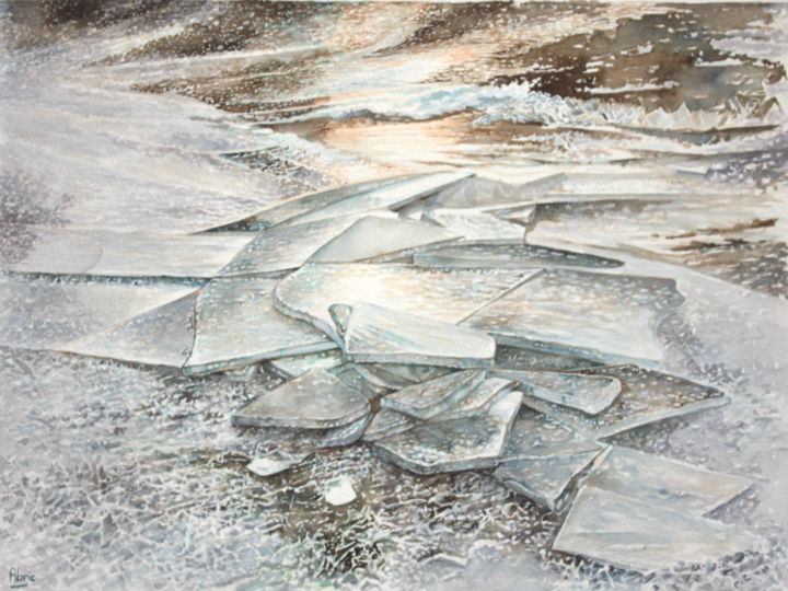 Painting titled "glace2012-3.jpg" by Gilbert Abric, Original Artwork, Watercolor