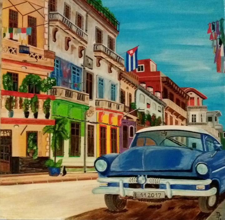 Peinture intitulée "la belle cubaine" par Gilbert Devesa, Œuvre d'art originale, Acrylique