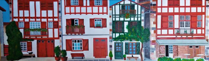 Peinture intitulée "facades basques de…" par Gilbert Devesa, Œuvre d'art originale, Acrylique Monté sur Châssis en bois