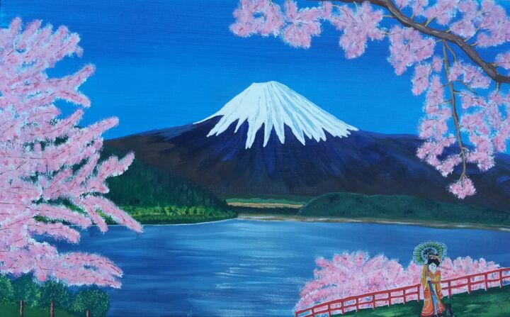 Peinture intitulée "rencontre au Fuji y…" par Gilbert Devesa, Œuvre d'art originale, Acrylique