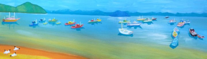 Peinture intitulée "bord de mer" par Gilbert Devesa, Œuvre d'art originale, Acrylique Monté sur Châssis en bois