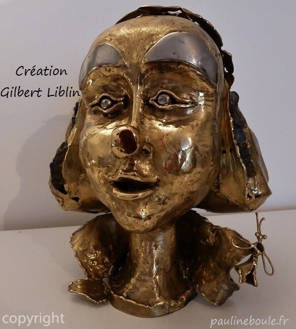 Sculpture titled "Le clown Killian" by Gilbert Liblin, Original Artwork, Metals