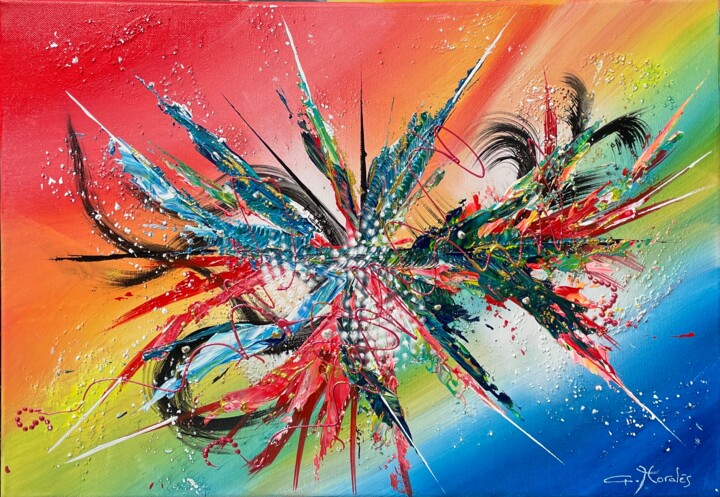 Painting titled "Singulier" by Gilbert Morales, Original Artwork, Acrylic Mounted on Plexiglass