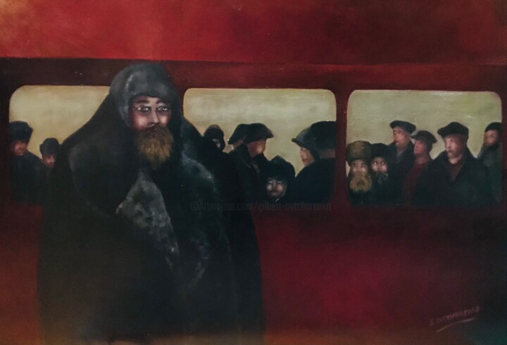 Painting titled "Le convoi" by Gilbert Ovtcharenko, Original Artwork, Acrylic Mounted on Wood Stretcher frame