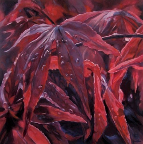 Painting titled "Acer rubrum" by Gilbert Swiggers, Original Artwork, Oil