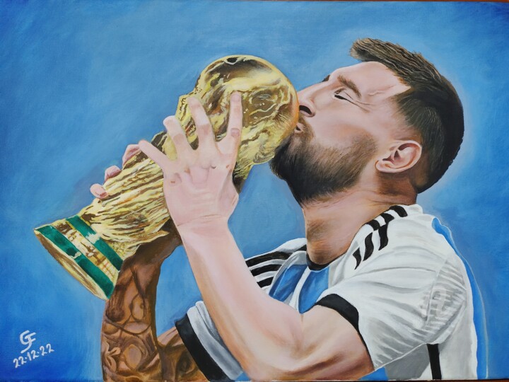 Peinture intitulée "MESSIAS Leo Messi" par Gilberto Farias, Œuvre d'art originale, Acrylique