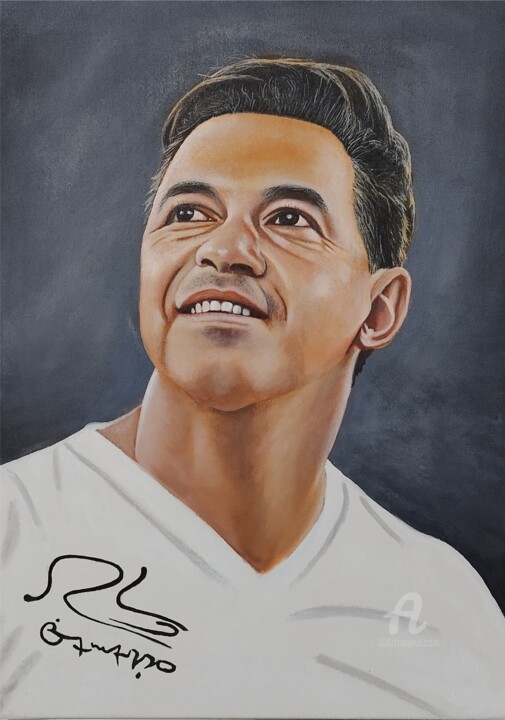 Pintura titulada "Marcelo Gallardo" por Gilberto Farias, Obra de arte original, Acrílico