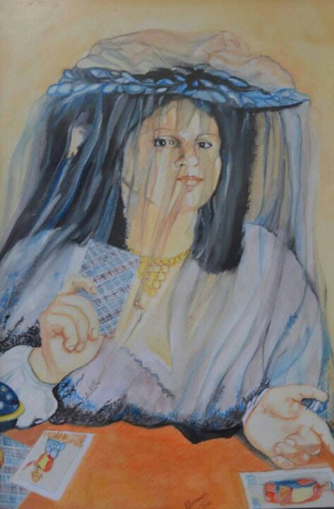 Pittura intitolato "Adivina" da Gilberto Ramirez Garzon, Opera d'arte originale, Acquarello