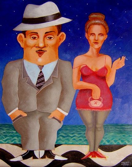 Malarstwo zatytułowany „Flerte em Copacabana” autorstwa Gilberto Cabral, Oryginalna praca