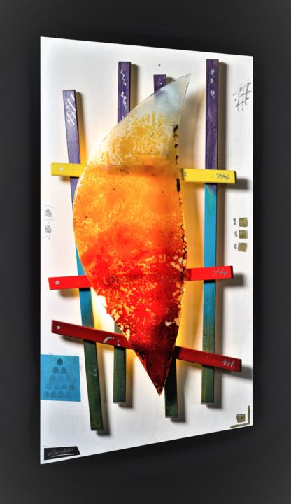 Sculpture titled "'' mA flAmme ‘'.jpg" by Gil'Ber Pautler, Original Artwork, Glass Mounted on Wood Panel