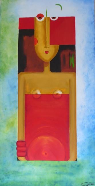 Painting titled "FEMME ENCEINTE" by Gilco, Original Artwork, Oil