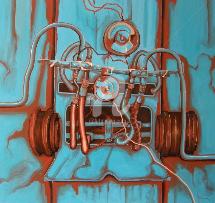 Schilderij getiteld "POINT DE FUSION" door Gildas Husson, Origineel Kunstwerk, Acryl
