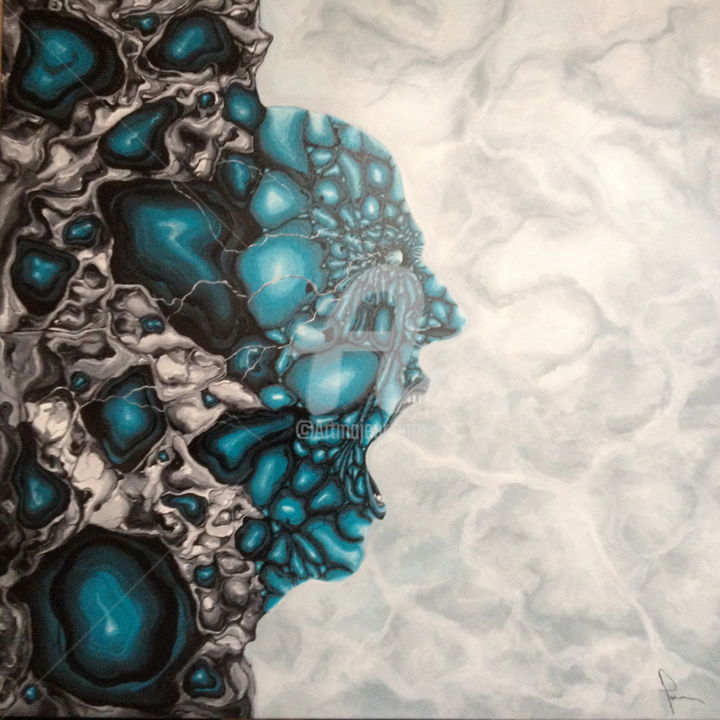 Painting titled "OCCLUSION RETINIENNE" by Gildas Husson, Original Artwork, Acrylic
