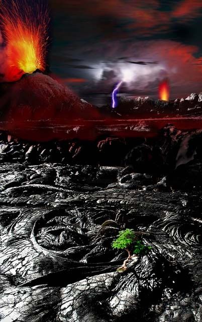 Grafika cyfrowa / sztuka generowana cyfrowo zatytułowany „Vulcanic Landscape” autorstwa Gil Delemos, Oryginalna praca