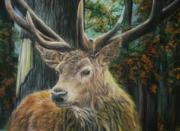 Painting titled "Master of the forest" by Gile, Original Artwork, Oil