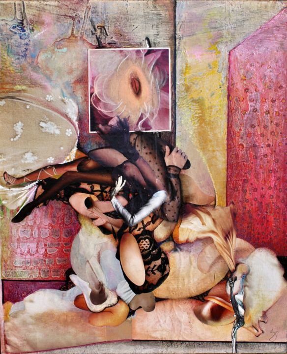 Collages intitulée "Psychée en Bouquet" par Gil Angelo Gazzoli, Œuvre d'art originale, Collages