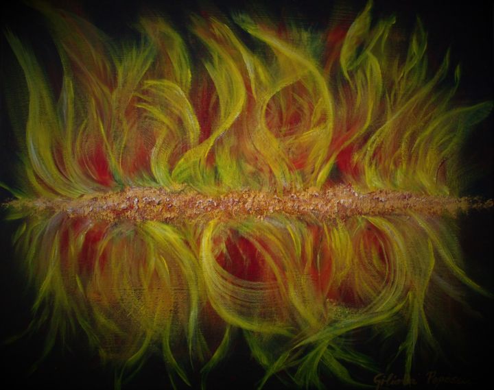 Malerei mit dem Titel "Fire" von Giliola Popescu, Original-Kunstwerk, Acryl