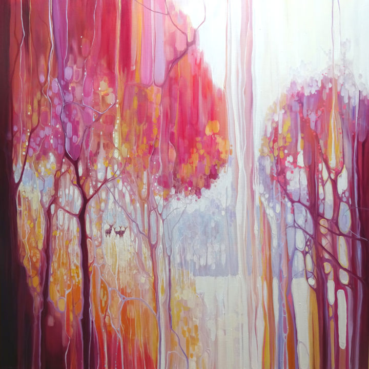 Peinture intitulée "Waiting - an autumn…" par Gill Bustamante, Œuvre d'art originale, Huile