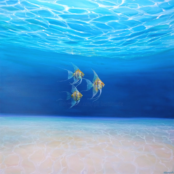 Peinture intitulée "Magic Under the Sea…" par Gill Bustamante, Œuvre d'art originale, Huile