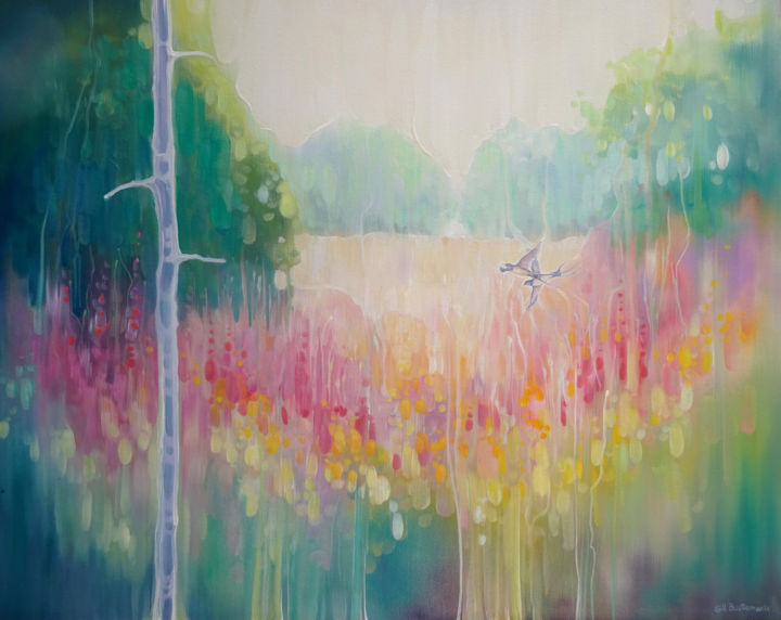 Pintura titulada "Summer Meadow" por Gill Bustamante, Obra de arte original, Oleo