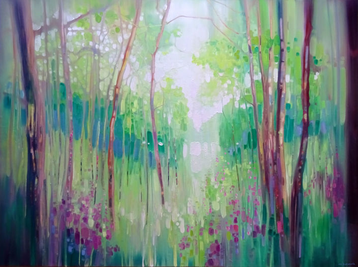 Peinture intitulée "April Echoes" par Gill Bustamante, Œuvre d'art originale, Huile