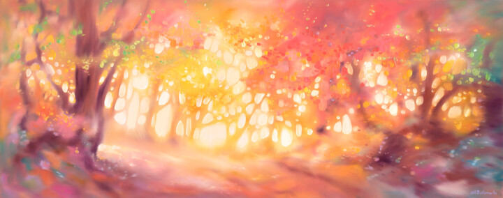 Картина под названием "Autumn Radiance" - Gill Bustamante, Подлинное произведение искусства, Масло Установлен на Деревянная…