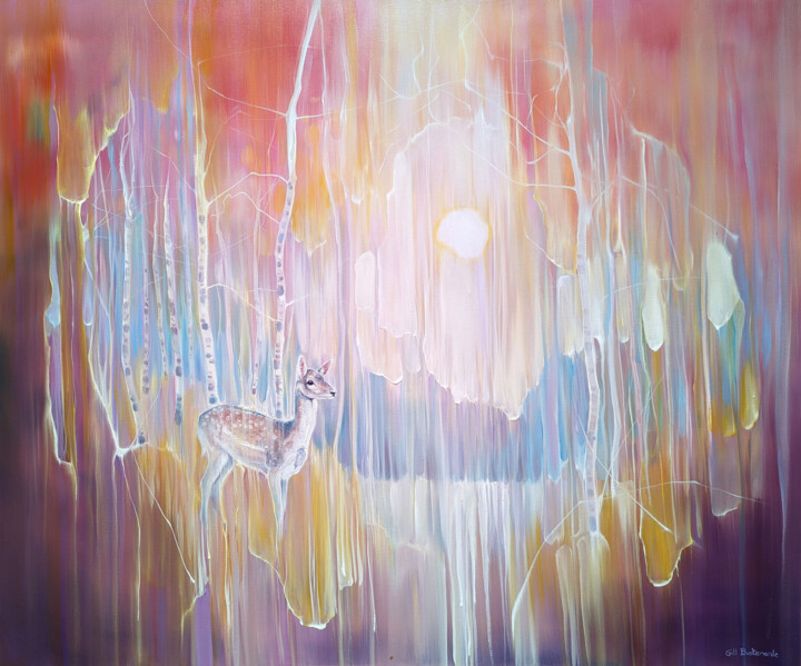 Malerei mit dem Titel "She Dreams - abstra…" von Gill Bustamante, Original-Kunstwerk, Öl Auf Keilrahmen aus Holz montiert