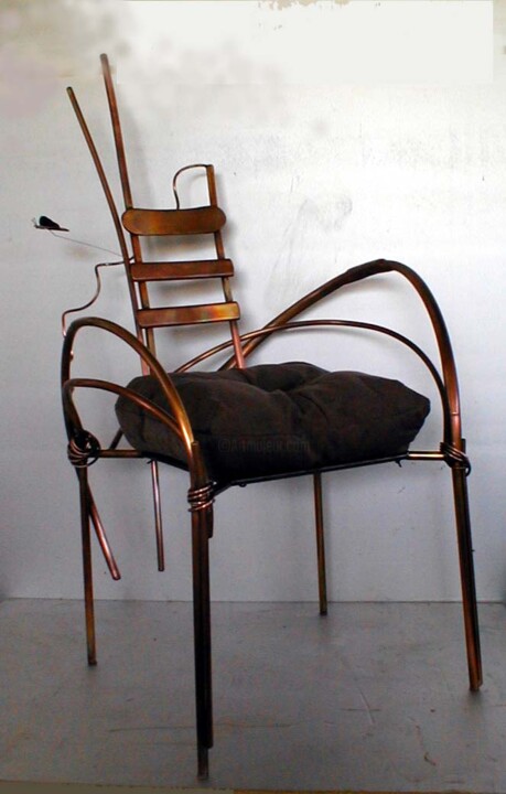 Design intitolato "chaise en cuivre" da Gilles Bonnin, Opera d'arte originale, Mobili