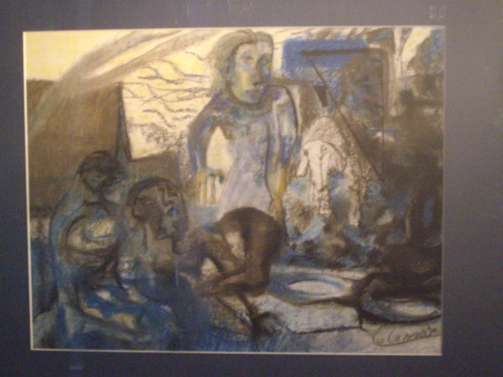 Pintura titulada "maison chuintante o…" por Gilles Colomar, Obra de arte original, Pastel