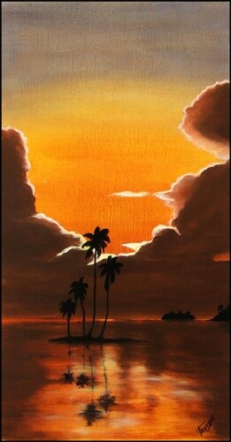 Peinture intitulée "SUN SET BEACH" par Gilles Fraysse, Œuvre d'art originale