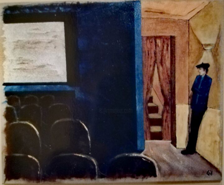 Peinture intitulée ""Le projectionniste"" par Gilles Garcia Del Prado, Œuvre d'art originale, Acrylique