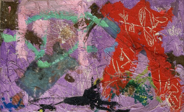 Ζωγραφική με τίτλο "Purple spirit" από Gilles Glaçon, Αυθεντικά έργα τέχνης, Ακρυλικό Τοποθετήθηκε στο Ξύλινο φορείο σκελετό
