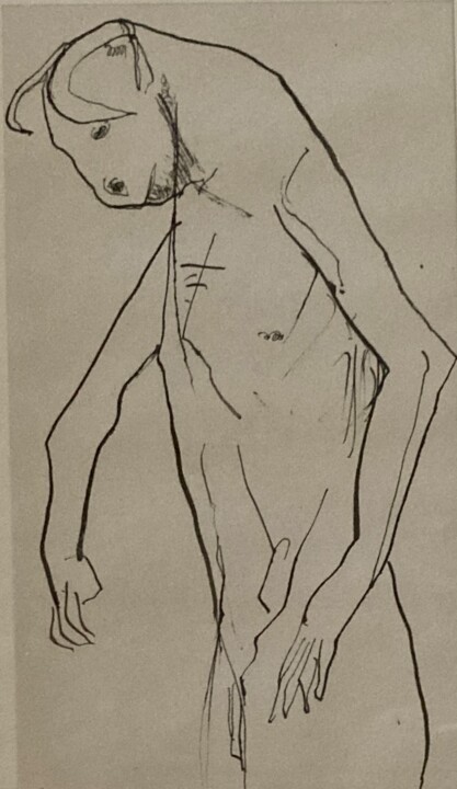 Dibujo titulada "Minotaurus 02" por Gilles Glaçon, Obra de arte original, Tinta Montado en Otro panel rígido