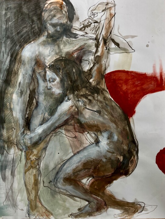 Tekening getiteld "Couple" door Gilles Glaçon, Origineel Kunstwerk, Inkt