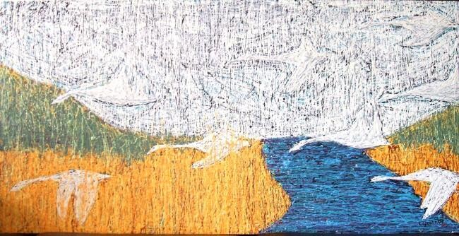 Peinture intitulée "SURVOL" par Gilles Lajeunesse, Œuvre d'art originale, Huile
