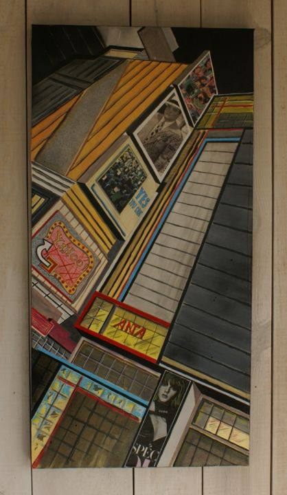 Painting titled "Time Square 2" by Gilles Lavie, Original Artwork, Acrylic