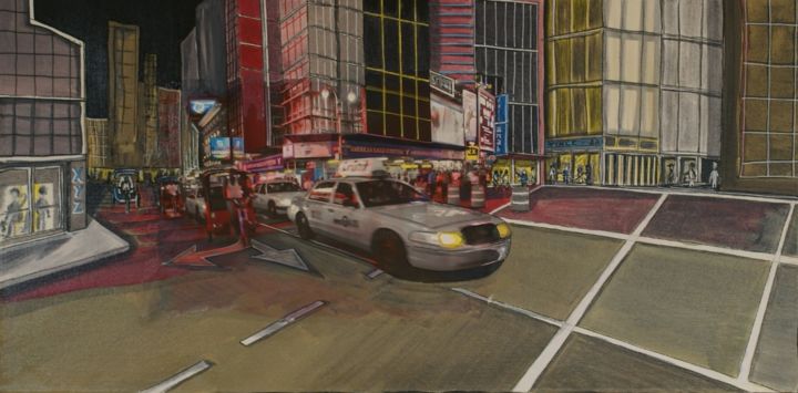 Painting titled "ny-la-rue.jpg" by Gilles Lavie, Original Artwork, Acrylic