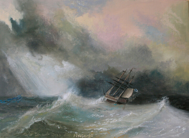 Painting titled "STORM" by Gilles Paul Esnault, Original Artwork, Oil Mounted on Other rigid panel