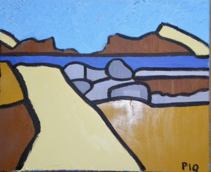 Peinture intitulée "Chemin du littoral" par Gilles Piquereau, Œuvre d'art originale, Huile