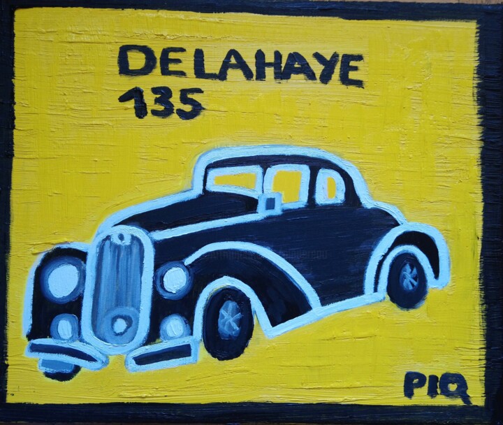 Painting titled "DELAHAYE TYPE 135" by Gilles Piquereau, Original Artwork, Oil