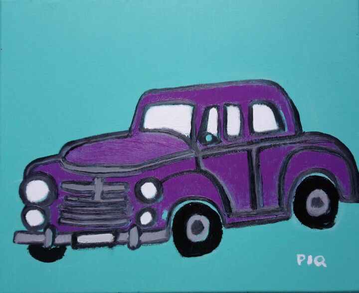 Painting titled "Peugeot 203" by Gilles Piquereau, Original Artwork, Oil