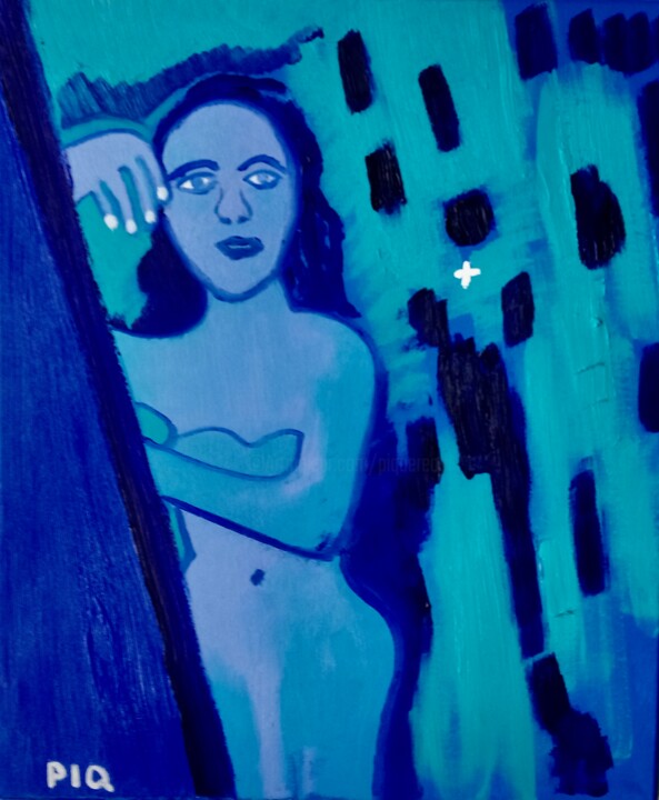 Peinture intitulée "M0DELE BLEU # 8" par Gilles Piquereau, Œuvre d'art originale, Huile