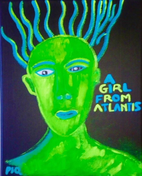 제목이 "A GIRL FROM ATLANTIS"인 미술작품 Gilles Piquereau로, 원작, 기름