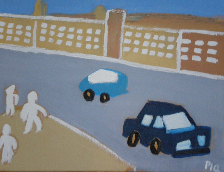 Peinture intitulée "Une rue" par Gilles Piquereau, Œuvre d'art originale, Huile